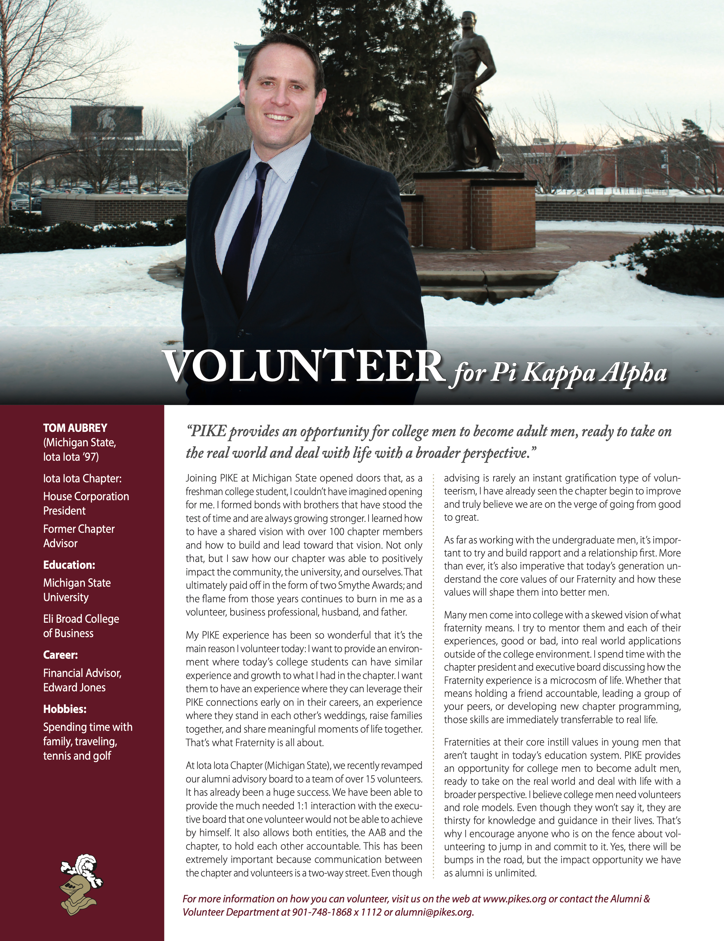 Volunteer for Pi Kappa Alpha, Spring 2018